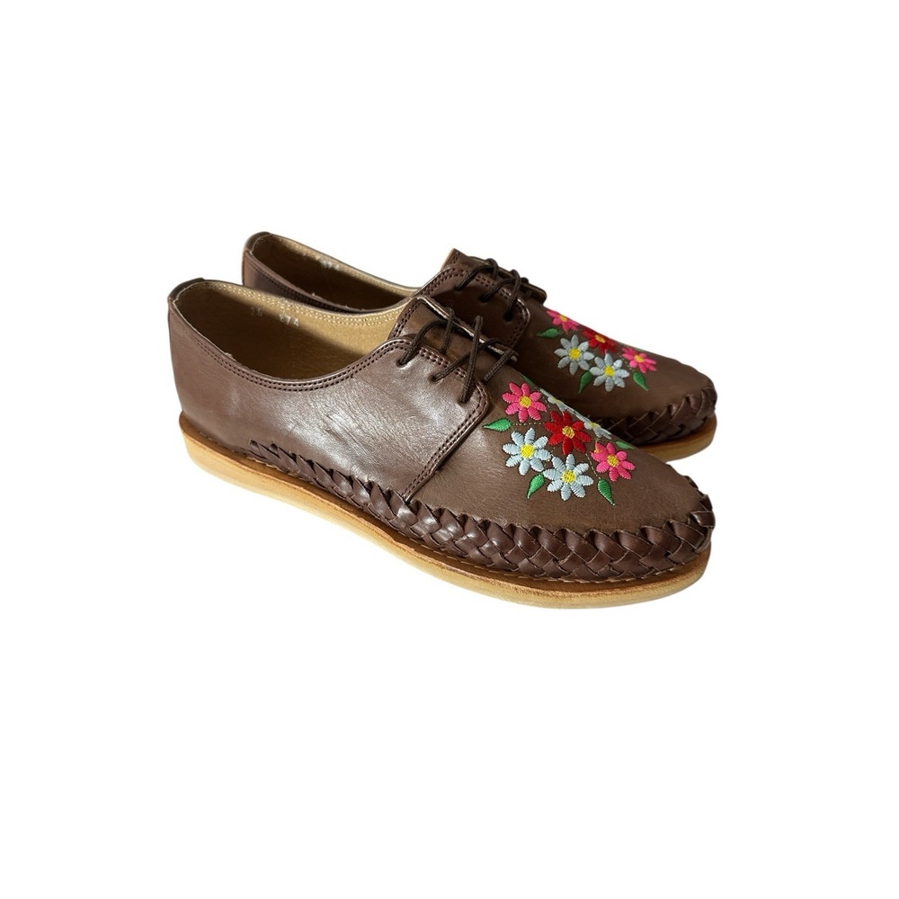 New‎ Mestizo Artesanias Shoes Womens Size 26. US 9 Floral Embroidered Leather - Picture 2 of 7
